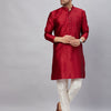 Men's Maroon Silk Blend Straight Kurta Pyjama Set