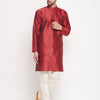 Men's Maroon Silk Blend Straight Kurta Pyjama Set