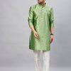 Men's Mint Green Silk Blend Straight Kurta Pyjama Set