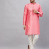 Men's Pink Silk Blend Straight Kurta Pyjama Set