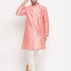 Men's Pink Silk Blend Straight Kurta Pyjama Set