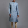 Men's Grey Silk Blend Straight Kurta Pyjama Set