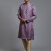 Men's Purple Silk Blend Straight Kurta Pyjama Set