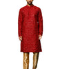 Men's Maroon Silk Blend Straight Kurta Pyjama Set