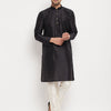 Men's Black Silk Blend Straight Kurta Pyjama Set