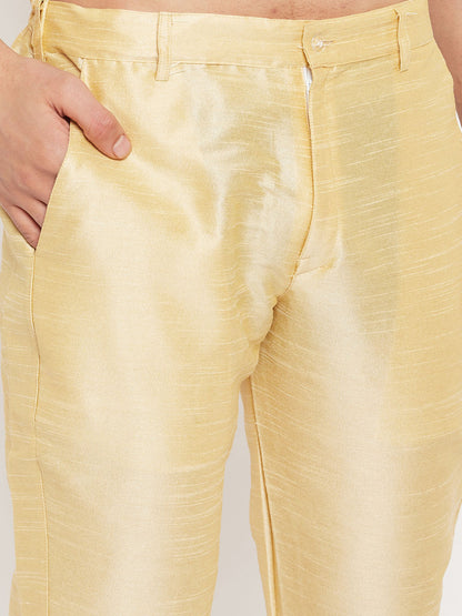 Men's Coffee Silk Blend Straight Kurta Pyjama Set