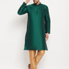 Men's Green Silk Blend Straight Kurta Pyjama Set