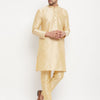 Men's Gold Silk Blend Straight Kurta Pyjama Set