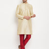Men's Gold Silk Blend Straight Kurta Pyjama Set