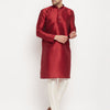 Men's Maroon Silk Blend Straight Kurta Pyjama Set