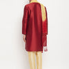 Men's Maroon Silk Blend Straight Kurta Pyjama Set