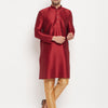 Men's Maroon Silk Blend Straight Kurta Pyjama Set