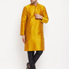 Men's Mustard Silk Blend Straight Kurta Pyjama Set