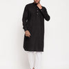 Men's Black Cotton Blend Pathani Kurta Pyjama Set