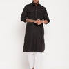 Men's Black Cotton Blend Pathani Kurta Pyjama Set