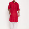 Men's Maroon Cotton Blend Pathani Kurta Pyjama Set