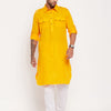 Men's Mustard Cotton Blend Pathani Kurta Pyjama Set