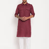 Men's Purple Cotton Blend Pathani Kurta Pyjama Set