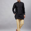 Men's Black Cotton Blend Pathani Kurta Pyjama Set