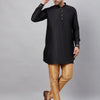 Men's Black Cotton Blend Pathani Kurta Pyjama Set