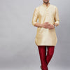 Men's Gold Cotton Blend Pathani Kurta Pyjama Set
