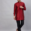 Men's Maroon Cotton Blend Pathani Kurta Pyjama Set