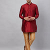Men's Maroon Cotton Blend Pathani Kurta Pyjama Set