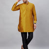 Men's Mustard Cotton Blend Pathani Kurta Pyjama Set