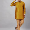 Men's Mustard Cotton Blend Pathani Kurta Pyjama Set