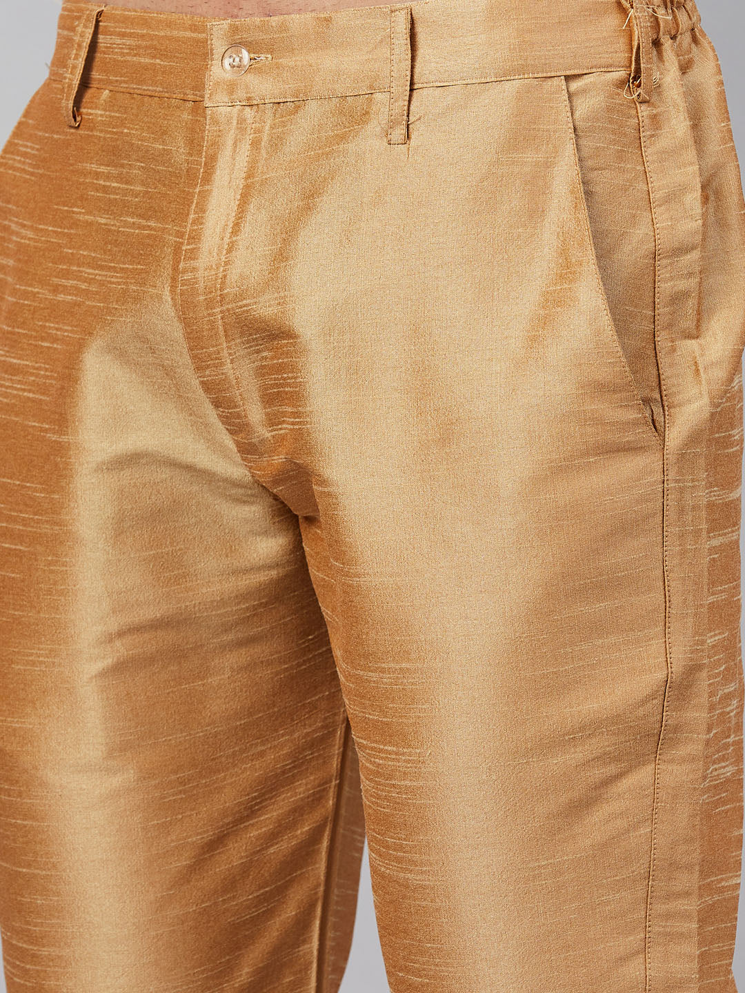 Men's Mustard Cotton Blend Pathani Kurta Pyjama Set