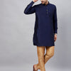 Men's Navy Blue Cotton Blend Pathani Kurta Pyjama Set