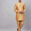 Men's Rose Gold Cotton Blend Pathani Kurta Pyjama Set