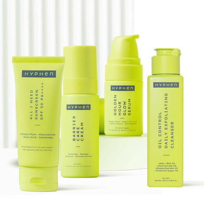 Hyphen by Kriti Sanon sunscreen in sleek tube, designed for clean, oily skin with SPF protection.