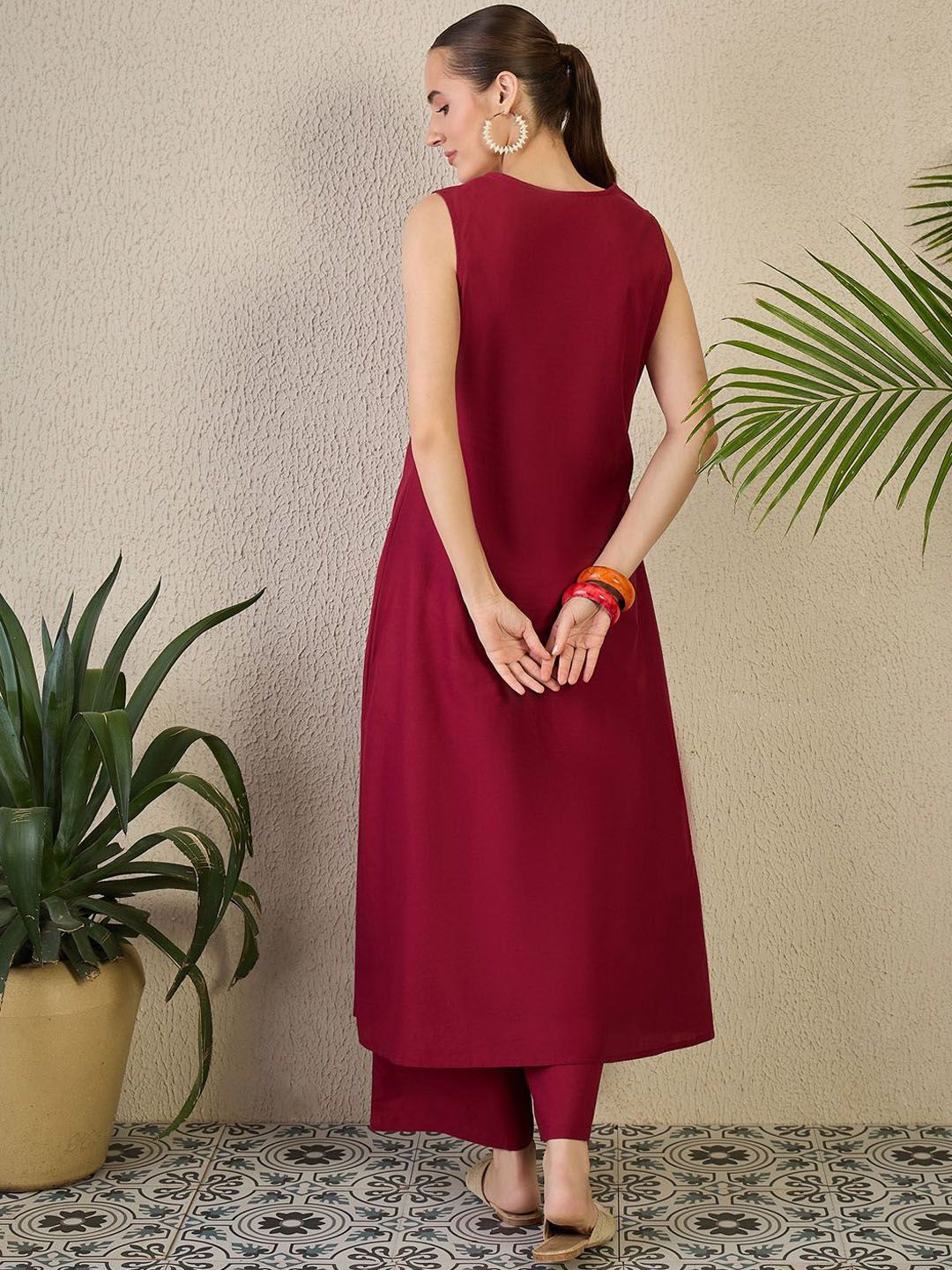 Dhiyona IE Embroidered Pure Cotton Tunic with Palazzos