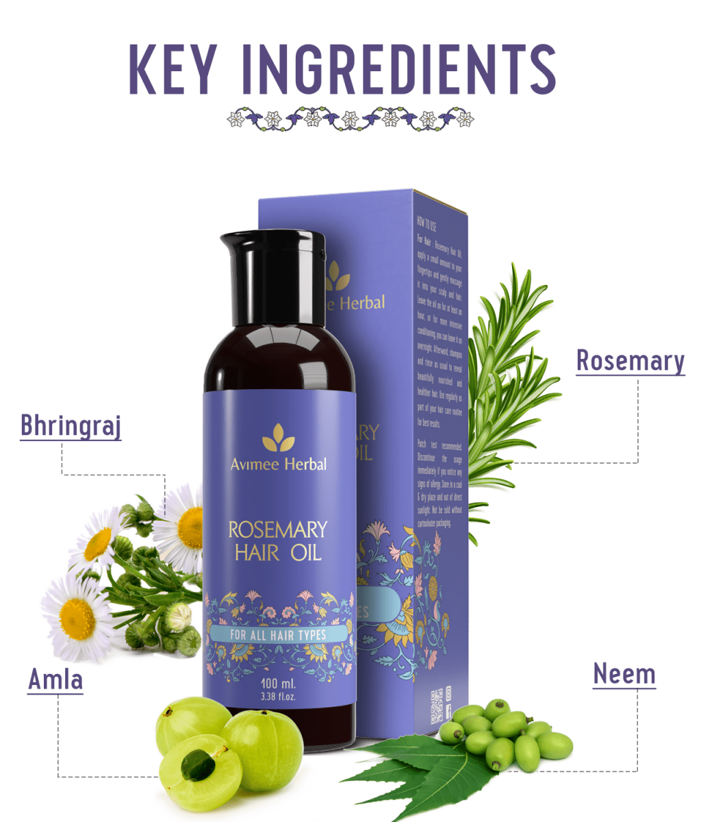 Avimee Herbal Rosemary Hair Care Routine Combo with rosemary water spray and rosemary hair oil for healthy hair.