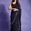 Dhiyona GR Women's Koski Navy Georgette Sequence Saree