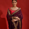 Dhiyona GR Women's Kamal Wine Heavy Georgette Sequence Saree