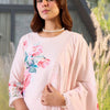Dhiyona IE Women Floral Printed Regular Linen Kurta with Trousers & With Dupatta
