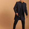 Men's Navy Blue Silk Blend Regular Jacket  Kurta and Pyjama Set