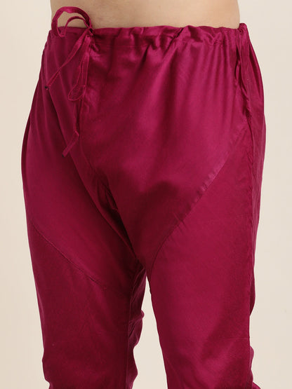 Men's Pink Viscose Blend Straight Jacket  Kurta and Pyjama Set