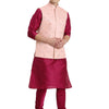 Men's Pink Viscose Blend Straight Jacket  Kurta and Pyjama Set