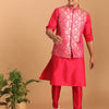 Men's Pink Viscose Straight Jacket  Kurta and Pyjama Set
