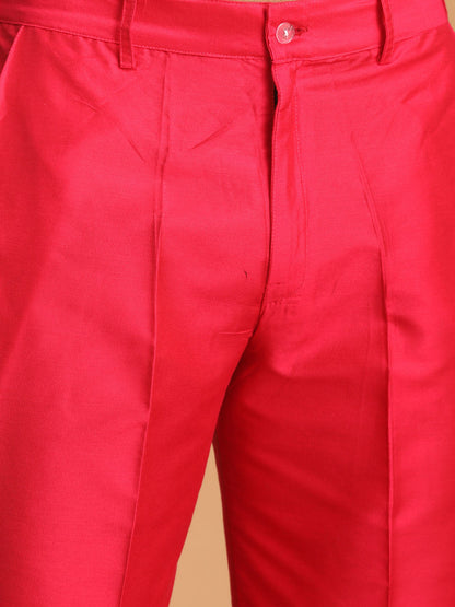 Men's Pink Viscose Straight Jacket  Kurta and Pyjama Set