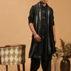 Men's Black Viscose Straight Jacket  Kurta and Pyjama Set