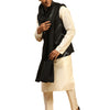Men's Cream Viscose Straight Jacket  Kurta and Pyjama Set