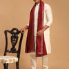 Men's Cream Viscose Straight Jacket  Kurta and Pyjama Set