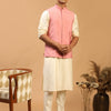 Men's Cream Viscose Straight Jacket  Kurta and Pyjama Set
