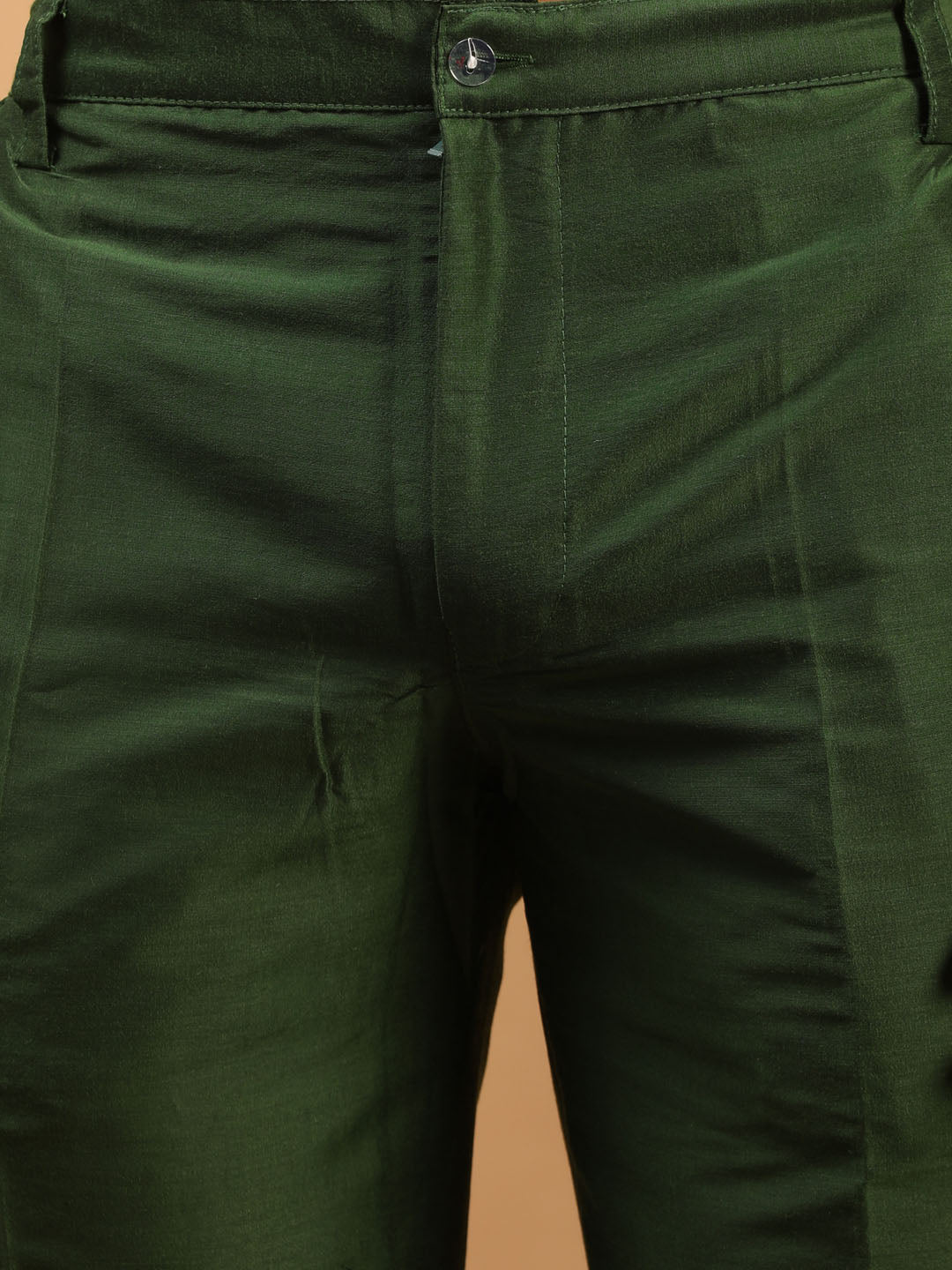 Men's Green Silk Blend Straight Jacket  Kurta and Pyjama Set