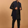 Men's Black Viscose Straight Jacket  Kurta and Pyjama Set