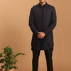 Men's Navy Blue Silk Blend Regular Jacket  Kurta and Pyjama Set